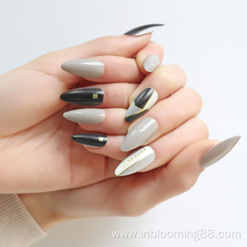 Wholesale Long Design False Nails With Glue Stickers